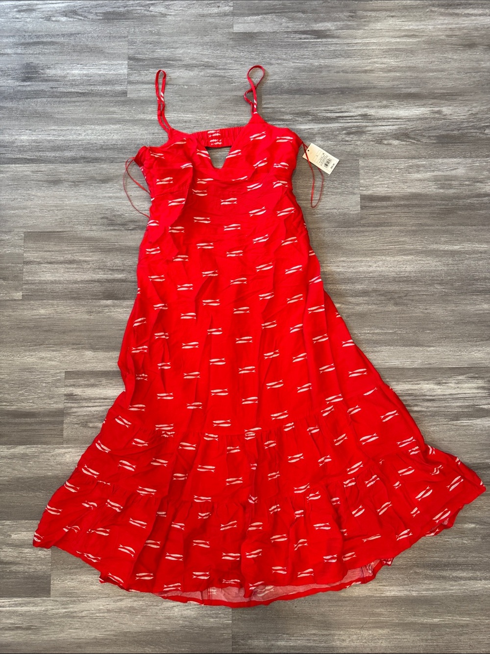 NWT A New Day Red Maxi Dress with White Print - Picture 2 of 7